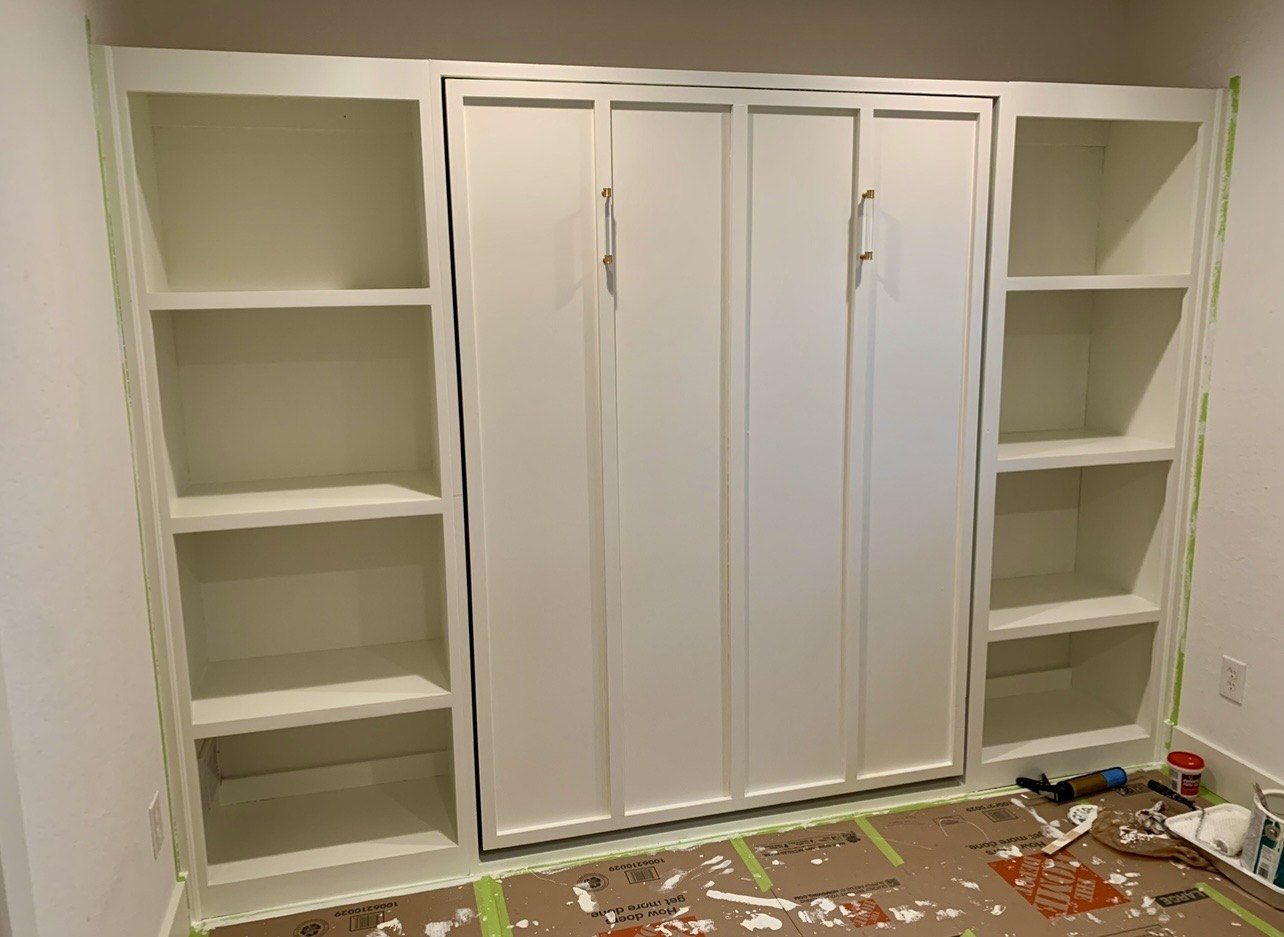 White custom built-in cabinetry